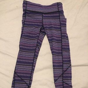 Purple space dye LuLuLemon running capri